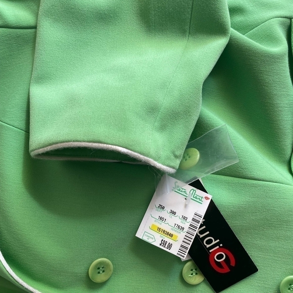 Women Pencil Skirt Suit Studio G Lime Green Blazer & Skirt Set Office Style Suit - Picture 10 of 13